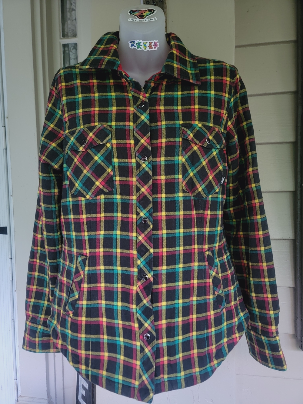 Vans Black Plaid Quilted Shirt Jacket Shacket Y2k Grunge Skater Bohobocentric